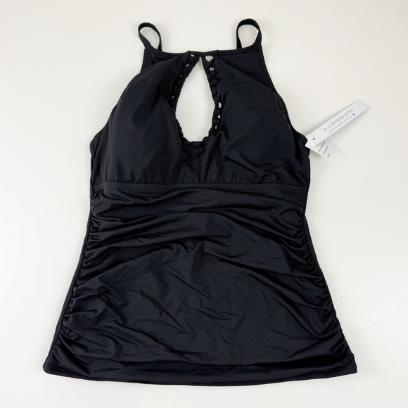 Bleu Rod Beattie Tankini Top Womens Size 4 Black Solid Keyhole Neck Swim NWT - Picture 1 of 10